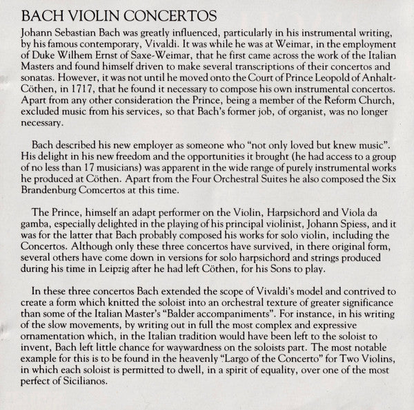 Johann Sebastian Bach - Scottish Chamber Orchestra, Jaime Laredo : Violin Concertos (CD, Album)