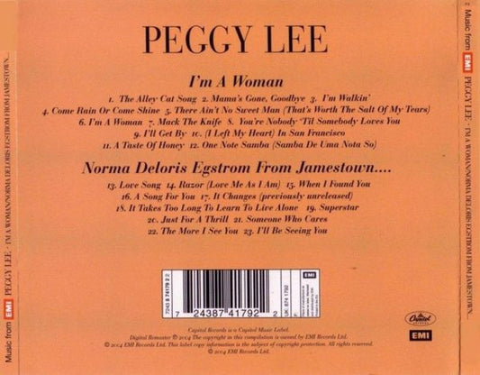 Peggy Lee : I'm A Woman / Norma Deloris Egstrom From Jamestown North Dakota (CD, Comp)