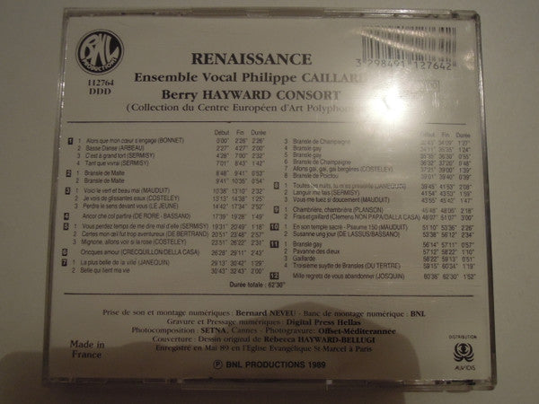 Chorale Philippe Caillard, Berry Hayward Consort : Renaissance (CD)