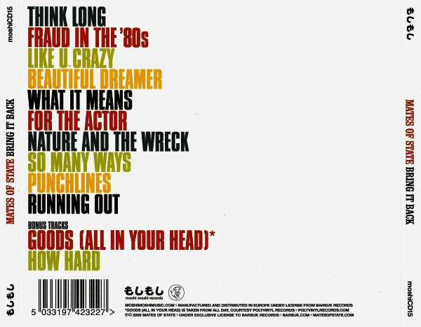 Mates Of State : Bring It Back (CD, Album)