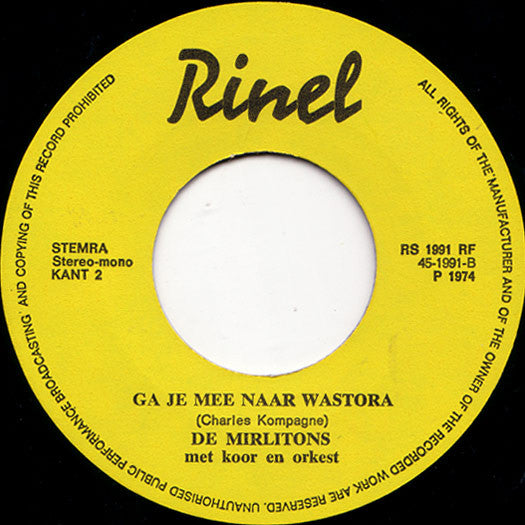 Mirlitons Met Koor En Orkest : Retteketet AZ / Ga Je Mee Naar Wastora (7")
