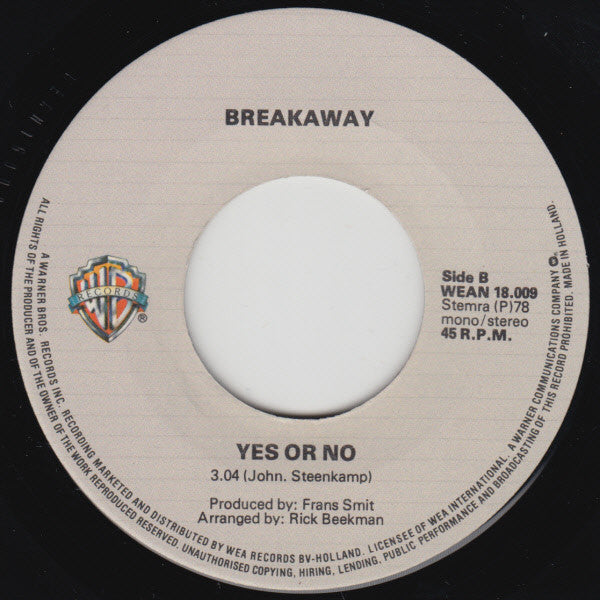 Breakaway (9) : Hold On (7", Single)