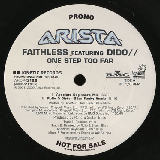 Faithless Featuring Dido : One Step Too Far (12", Promo)