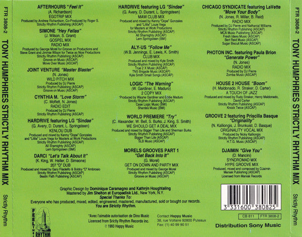 Tony Humphries : Strictly Rhythm Mix (CD, Comp, Mixed)