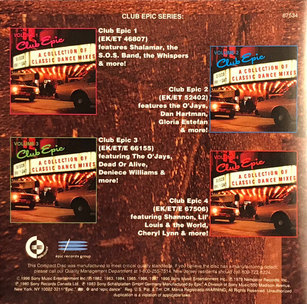 Various : Club Epic (A Collection Of Classic Dance Mixes) Volume 5 (CD, Comp, RM)