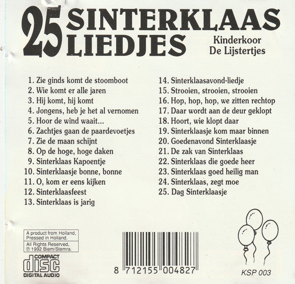 Kinderkoor De Lijstertjes : 25 Sinterklaas Liedjes (CD, Album)