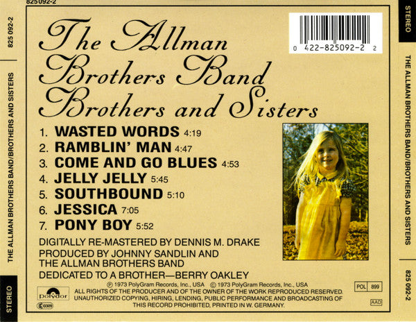 The Allman Brothers Band : Brothers And Sisters (CD, Album, RE, RM)
