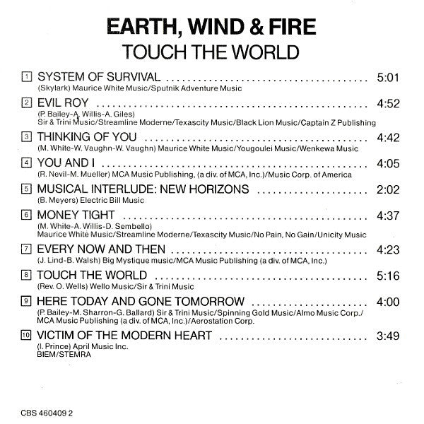 Earth, Wind & Fire : Touch The World (CD, Album)