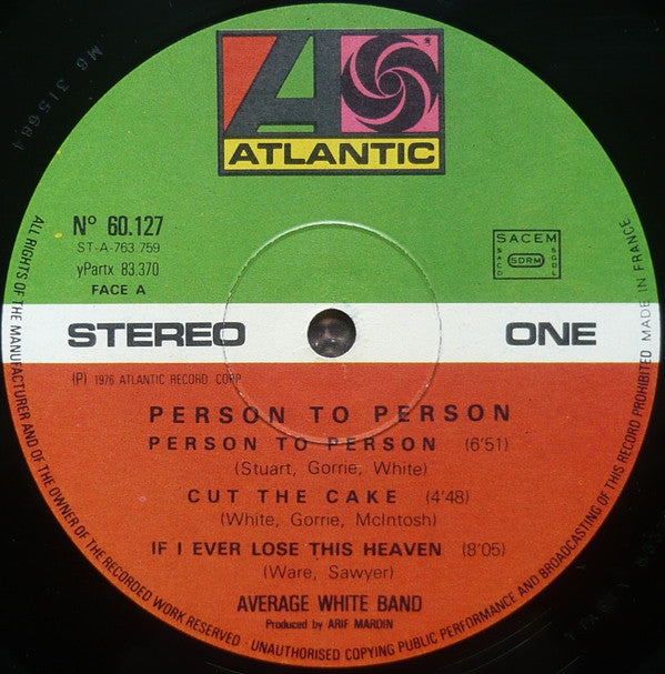 Average White Band : Person To Person (2xLP, Album, Gat)
