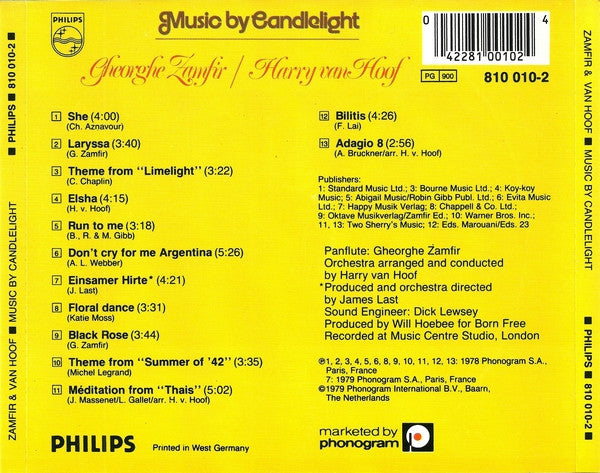 Gheorghe Zamfir Panflute , Orchestra Conducted by Harry van Hoof : Music By Candlelight (CD, Album, RM)