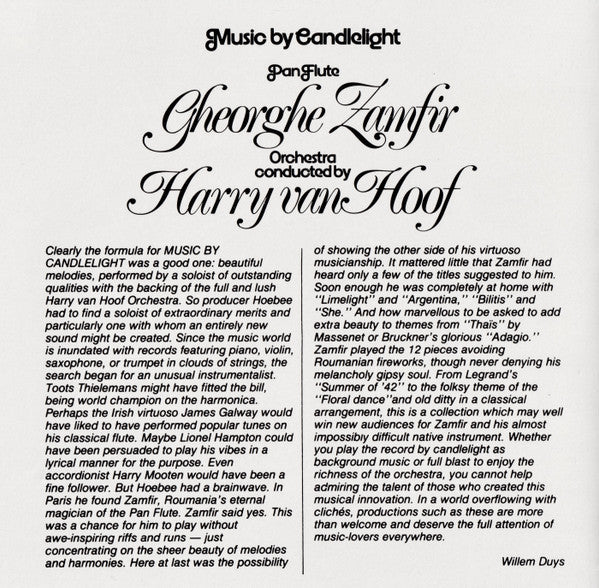 Gheorghe Zamfir Panflute , Orchestra Conducted by Harry van Hoof : Music By Candlelight (CD, Album, RM)
