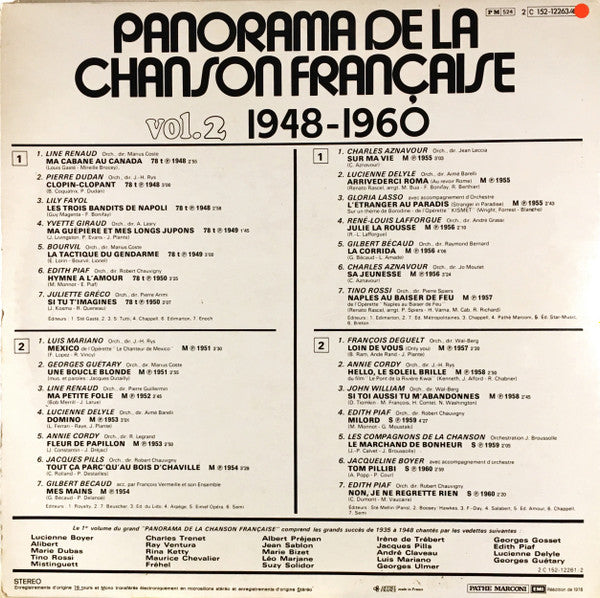 Various : Panorama De La Chanson Française - Vol.2 - 1948-1960 (2xLP, Comp)
