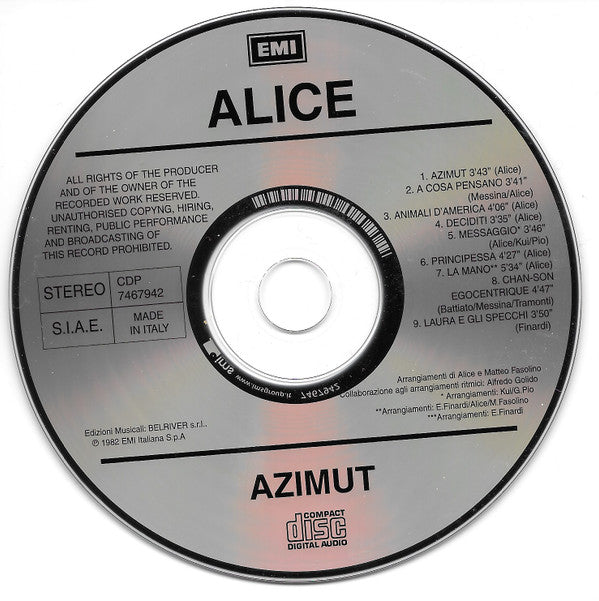 Alice (4) : Azimut (CD, Album, RE)