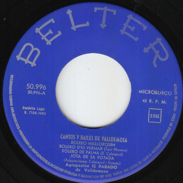 Parado de Valldemossa : Cantos Y Bailes De Valldemosa (7", EP)