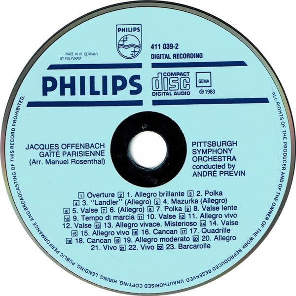Jacques Offenbach, Pittsburgh Symphony Orchestra, André Previn : Gaîté Parisienne (CD, Album, blu)