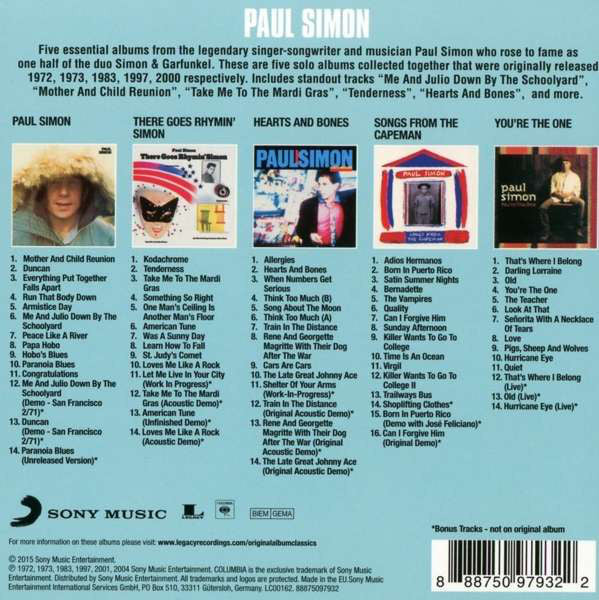Paul Simon : Original Album Classics (CD, Album, RE + CD, Album, RE + CD, Album, RE + CD)