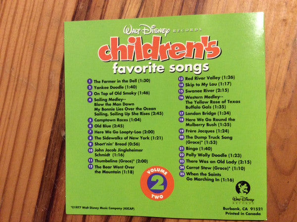Larry Groce And The Disneyland Children's Sing-Along Chorus : Disney's Children's Favorites Volume II (CD, Album, RE)