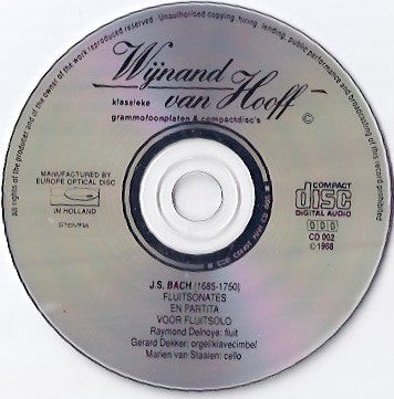 Raymond Delnoye, Gerard Dekker, Marien Van Staalen, Johann Sebastian Bach : Fluitsonates (CD, Album)