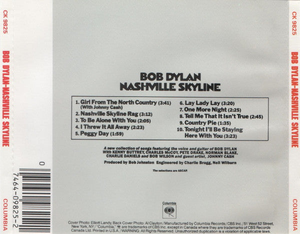 Bob Dylan : Nashville Skyline (CD, Album, RE, RP)