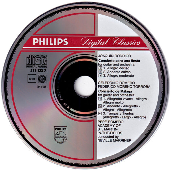 Pepe Romero, Joaquín Rodrigo, Celedonio Romero, Federico Moreno Torroba, The Academy Of St. Martin-in-the-Fields, Sir Neville Marriner : Concierto Para Una Fiesta (CD, Album)