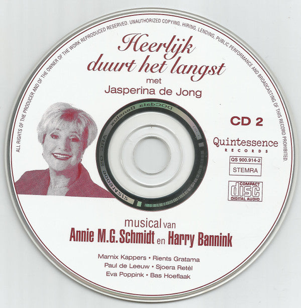 Jenny Arean En Jasperina De Jong : Heerlijk Duurt Het Langst (2xCD)