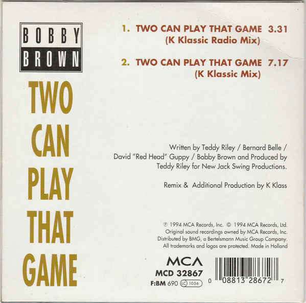 Bobby Brown : Two Can Play That Game (The K Klass Mixes) (CD, Single)