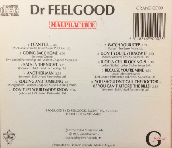 Dr. Feelgood : Malpractice (CD, Album, RE)