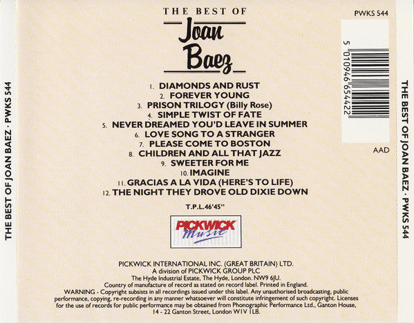 Joan Baez : The Best Of Joan Baez (CD, Comp)