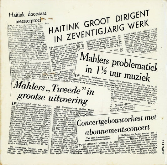 Concertgebouworkest ,  Bernard Haitink, Gustav Mahler : Haitink Repeteert Mahler (7")