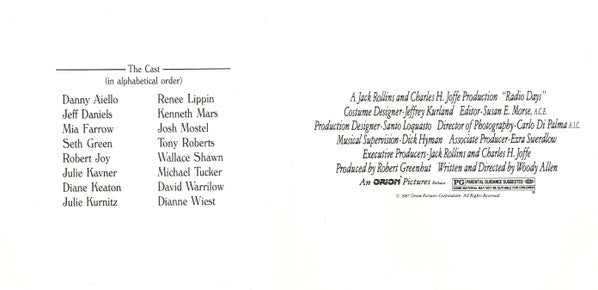 Various : Radio Days – Selections From The Original Soundtrack Of The Motion Picture (CD, Comp, RE)
