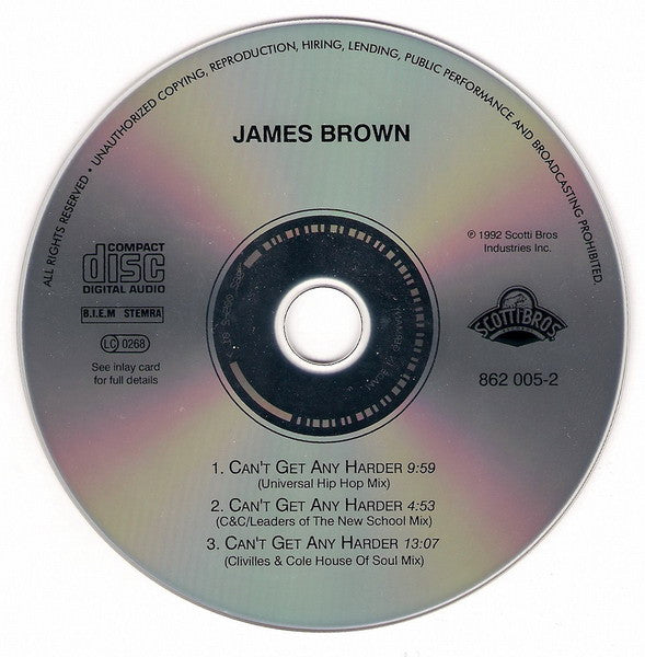 James Brown : Can't Get Any Harder (CD, Maxi)