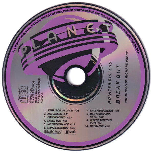 Pointer Sisters : Break Out (CD, Album, RE)