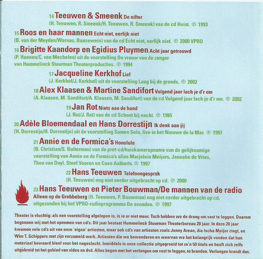 Various : Verlangen Brandt (20 Jaar Hammelinck Stuurman Cabaret) (CD, Comp)