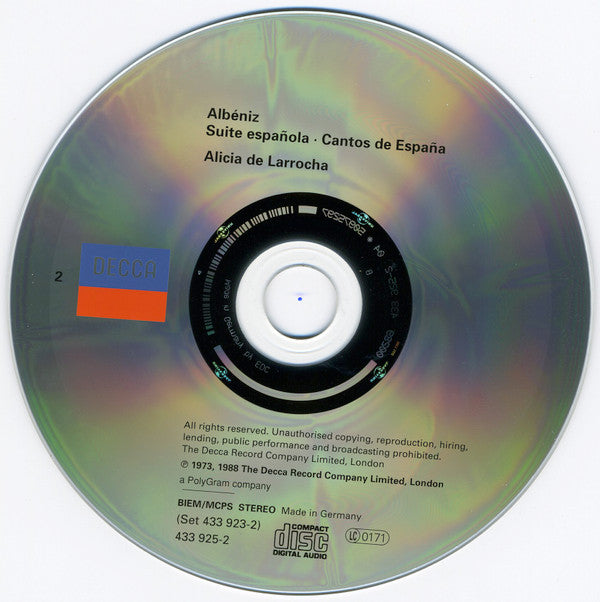 Alicia De Larrocha, Enrique Granados, Isaac Albéniz : Musica Española: Musica Para Piano II = Piano Music (2xCD, Comp)