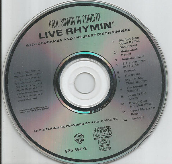 Paul Simon : Paul Simon In Concert Live Rhymin' (CD, Album)