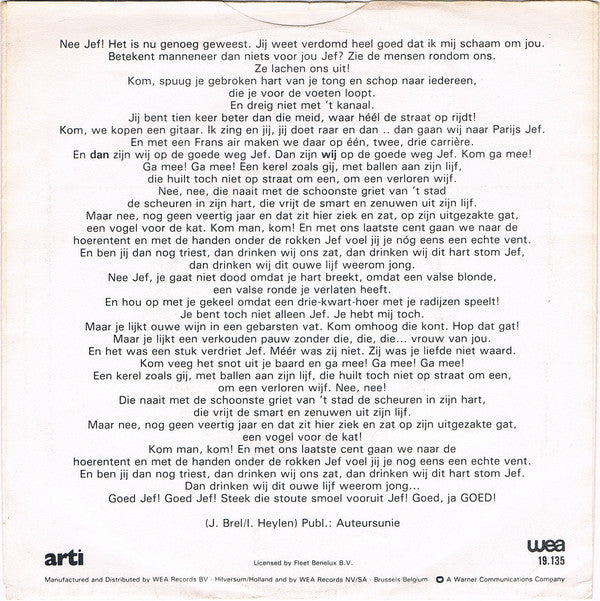 Ivan Heylen : Jef (7", Single)