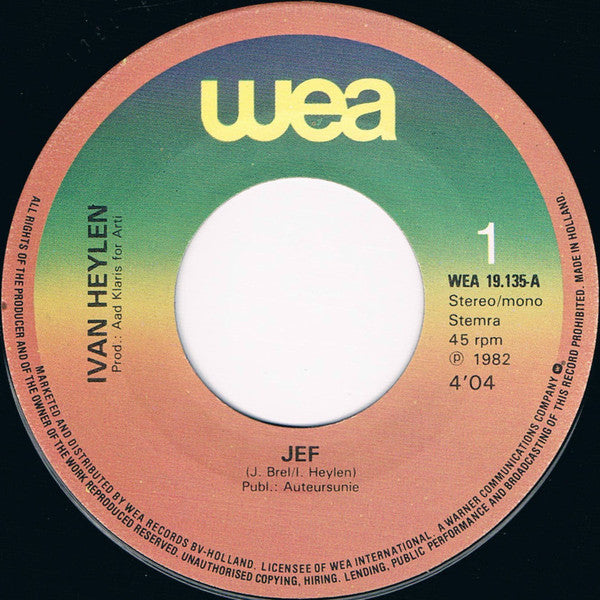 Ivan Heylen : Jef (7", Single)