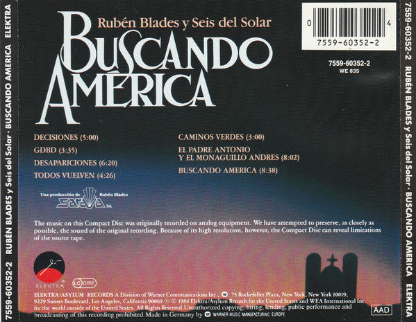 Ruben Blades Y Seis Del Solar : Buscando America (CD, Album)