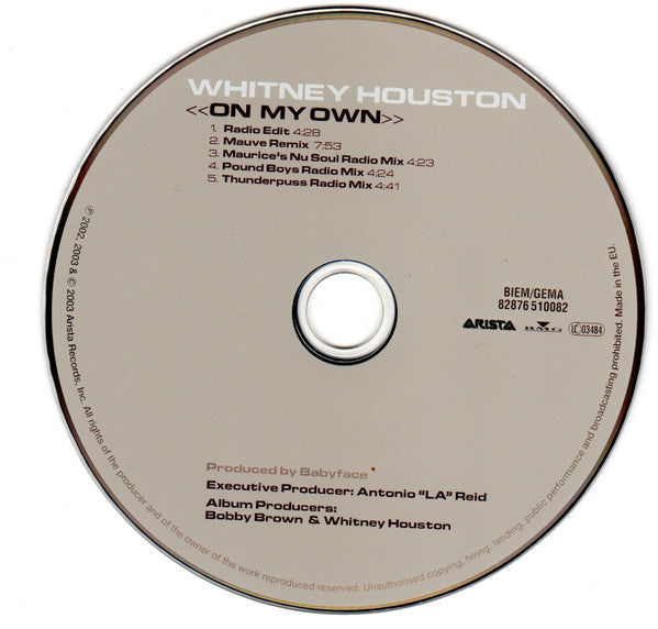 Whitney Houston : On My Own (CD, Maxi)