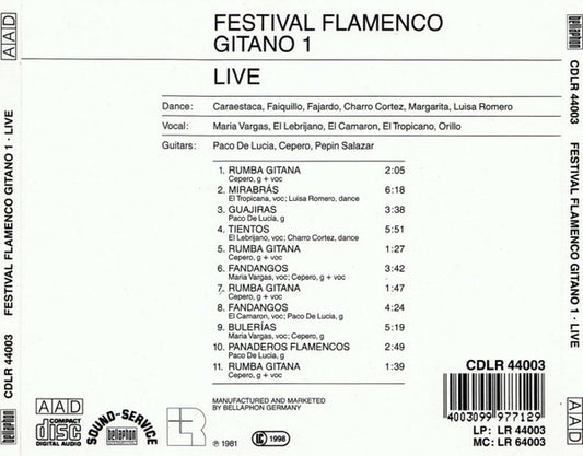 Paco De Lucía, Paco Cepero, Pepin Salazar, El Camarón De La Isla, El Tropicano, Orillo De Siglana, María Vargas : Festival Flamenco Gitano 1 Live (CD, Comp)
