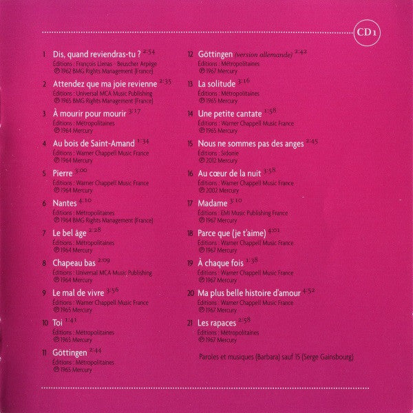 Barbara (5) : Best Of (2xCD, Comp)