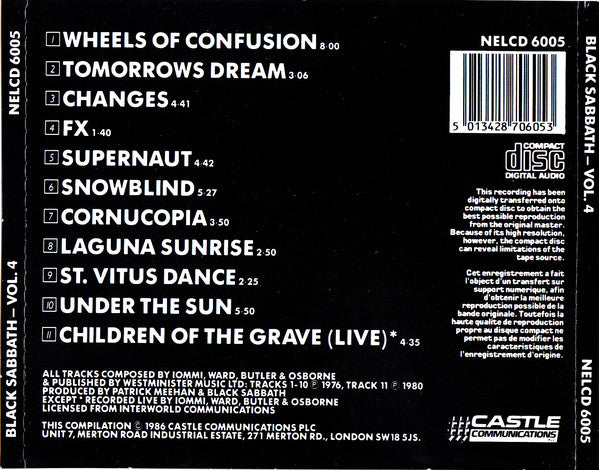 Black Sabbath : Black Sabbath Vol 4 (CD, Album, RE)