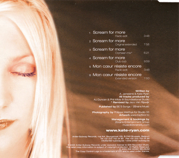 Kate Ryan : Scream For More / Mon Cœur Résiste Encore (CD, Maxi, Copy Prot.)