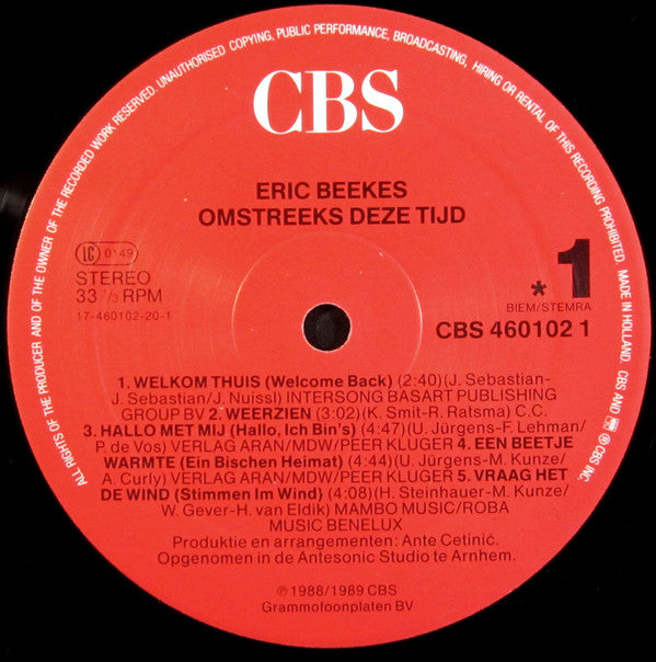 Eric Beekes : Omstreeks Deze Tijd  (LP)