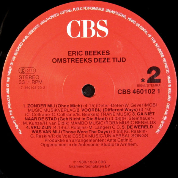 Eric Beekes : Omstreeks Deze Tijd  (LP)