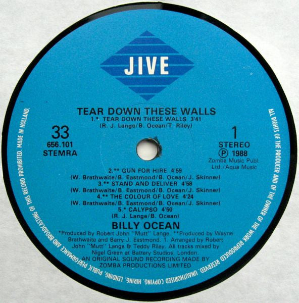Billy Ocean : Tear Down These Walls (LP, Album)
