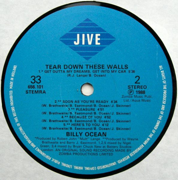 Billy Ocean : Tear Down These Walls (LP, Album)