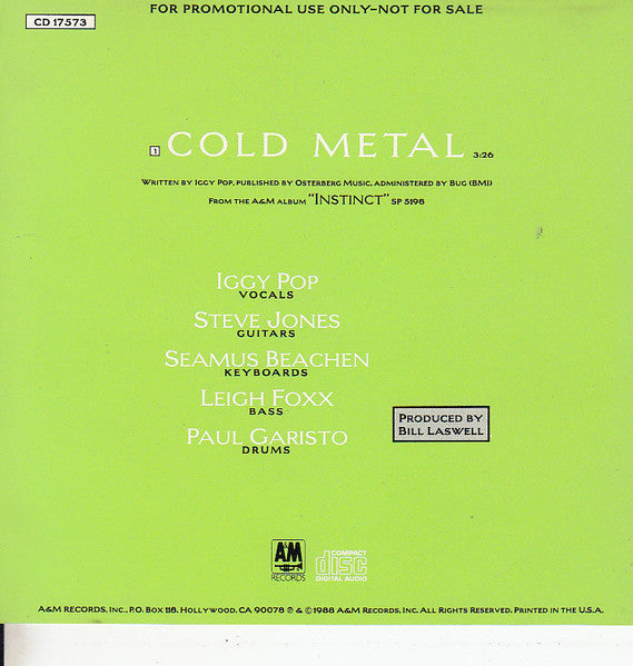 Iggy Pop : Cold Metal (CD, Single, Promo)