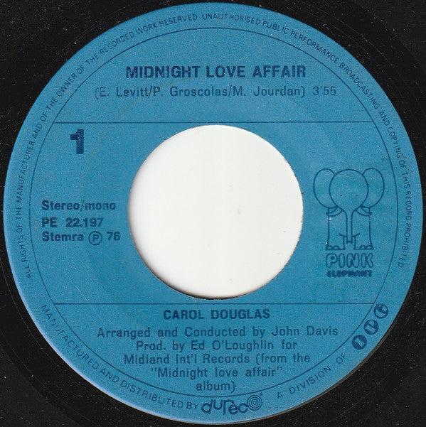 Carol Douglas : Midnight Love Affair (7", Single)
