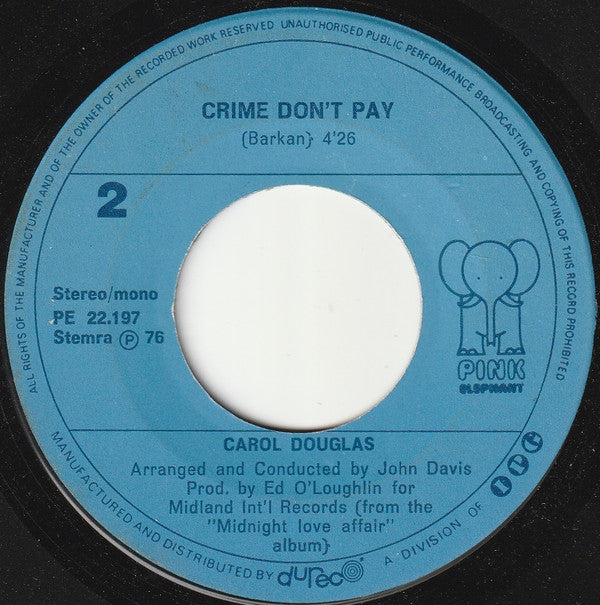 Carol Douglas : Midnight Love Affair (7", Single)